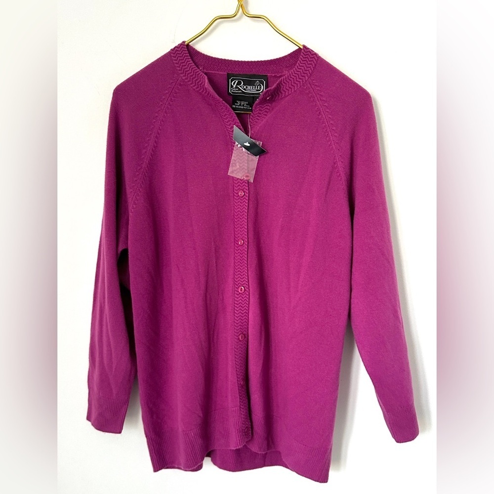 NEW Vintage Rochelle California Pink Purple Soft Oversize Cardigan Womens Small